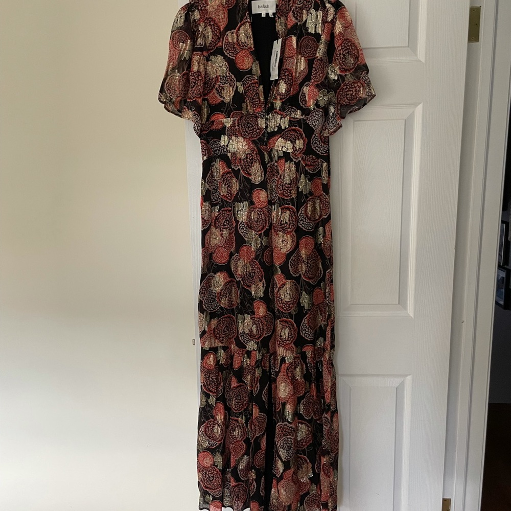 ba&sh Floral Maxi Dress - Black and Red - Picture 7 of 12